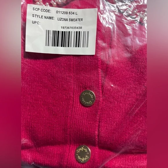 Lilly Pulitzer LZONA Sweater Poinsettia Red Sz Large Pearl Embellished tried on